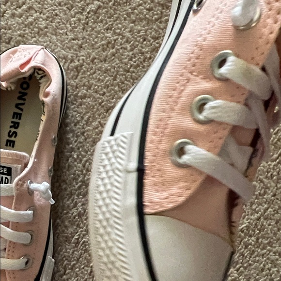 Converse Pink /peach  Canvas Low-Top Sneakers with White Soles - Picture 8 of 10
